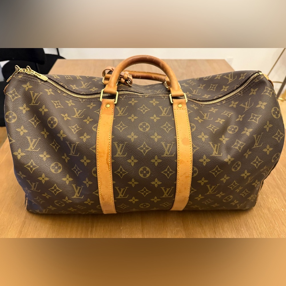 Louis Vuitton Brown and Tan Travel Bag
